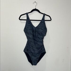 Speedo Black and Gray One-Piece Swimsuit